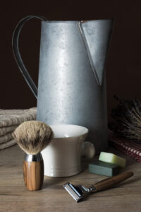 Shaving Tools with Washbasin and Towel